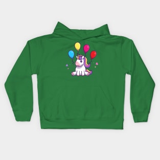 Cute Unicorn Birthday Party With Balloon Kids Hoodie